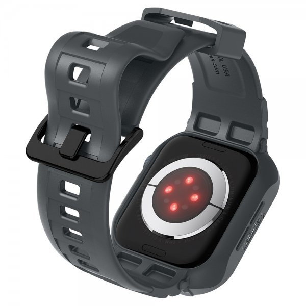 Spigen Apple Watch 44/45mm Armbånd og Deksel Rugged Armor Pro Dark Gray