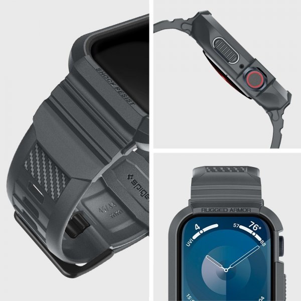 Spigen Apple Watch 44/45mm Armbånd og Deksel Rugged Armor Pro Dark Gray