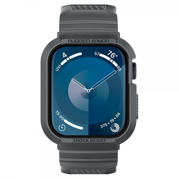 Spigen Apple Watch 44/45mm Armbånd og Deksel Rugged Armor Pro Dark Gray