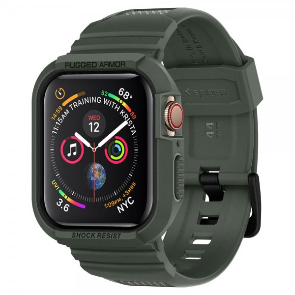 Spigen Apple Watch 44/45mm Deksel med Armbånd Rugged Armor Pro Military Green