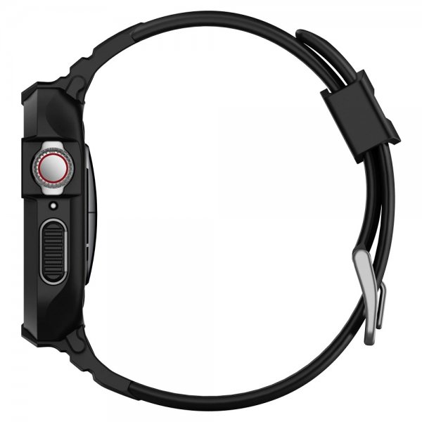 Spigen Apple Watch 44/45mm Deksel med Armbånd Rugged Armor Pro Svart