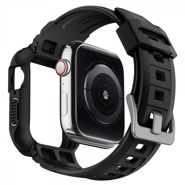 Spigen Apple Watch 44/45mm Deksel med Armbånd Rugged Armor Pro Svart