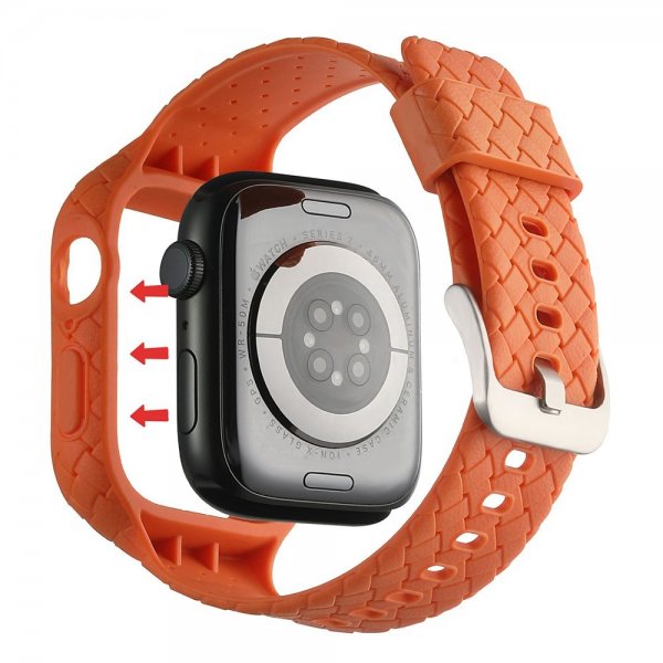 Apple Watch 45mm Armbånd Vevtekstur Oransje