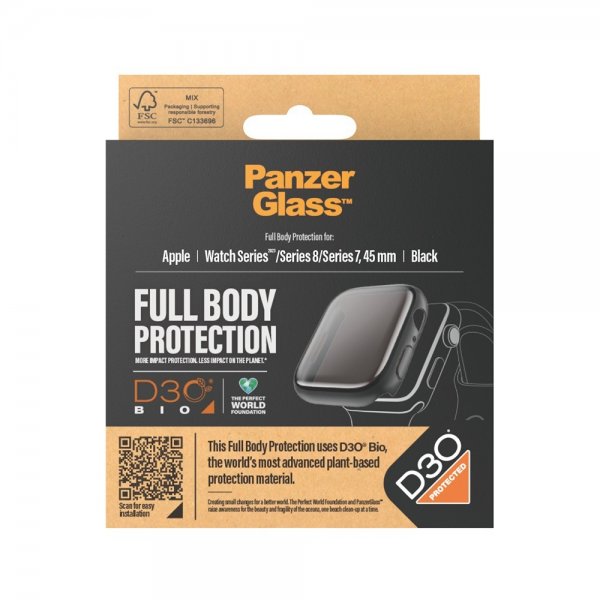 PanzerGlass Apple Watch 45mm Deksel Skjermbeskytter Full Body Protector Svart