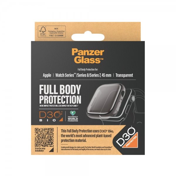 PanzerGlass Apple Watch 45mm Deksel Skjermbeskytter Full Body Protector Transparent