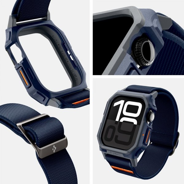 Spigen Apple Watch 46mm (Series 10/11) Armbånd og Deksel Lite Fit Pro Navy Blue