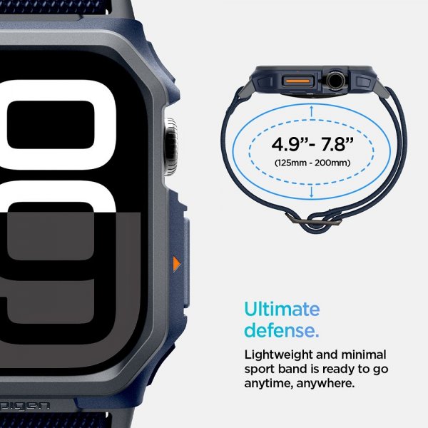 Spigen Apple Watch 46mm (Series 10/11) Armbånd og Deksel Lite Fit Pro Navy Blue