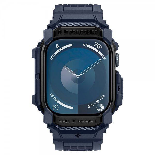 Spigen Apple Watch 46mm (Series 10/11) Armbånd og Deksel Rugged Armor Pro Navy Blue