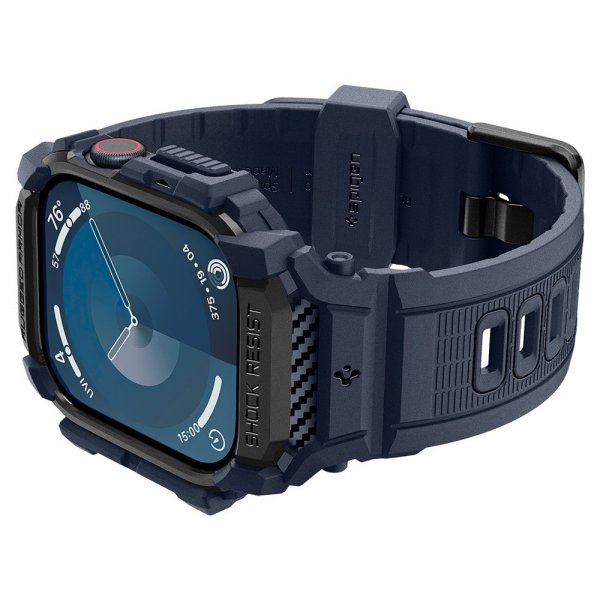 Spigen Apple Watch 46mm (Series 10/11) Armbånd og Deksel Rugged Armor Pro Navy Blue