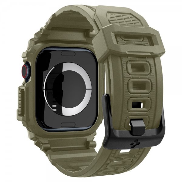 Spigen Apple Watch 46mm (Series 10/11) Armbånd og Deksel Rugged Armor Pro Vintage Khaki