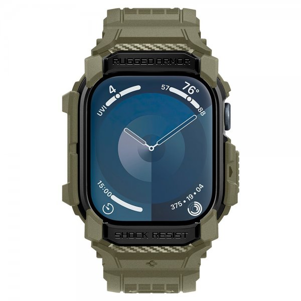 Spigen Apple Watch 46mm (Series 10/11) Armbånd og Deksel Rugged Armor Pro Vintage Khaki