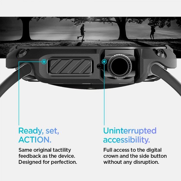 Spigen Apple Watch 46mm (Series 10/11) Deksel med Skjermbeskytter Tough Armor Svart
