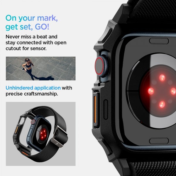 Spigen Apple Watch 46mm (Series 10/11) Armbånd og Deksel Lite Fit Pro Matte Black