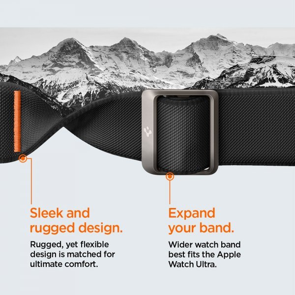 Spigen Apple Watch Ultra 1/2 49mm Armbånd og Deksel Lite Fit Pro Matte Black
