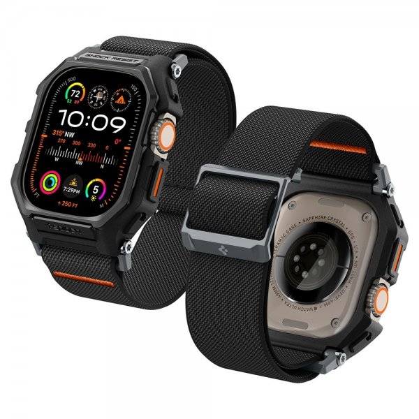 Spigen Apple Watch Ultra 1/2 49mm Armbånd og Deksel Lite Fit Pro Matte Black