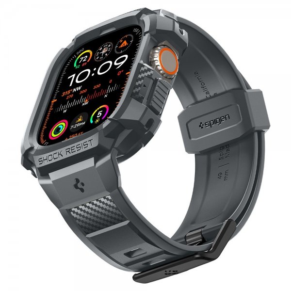 Spigen Apple Watch Ultra 49mm Armbånd og Deksel Rugged Armor Pro Dark Gray