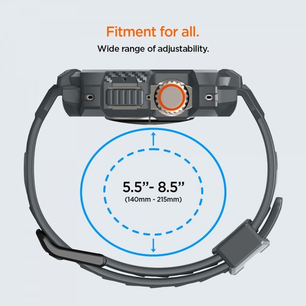 Spigen Apple Watch Ultra 49mm Armbånd og Deksel Rugged Armor Pro Dark Gray