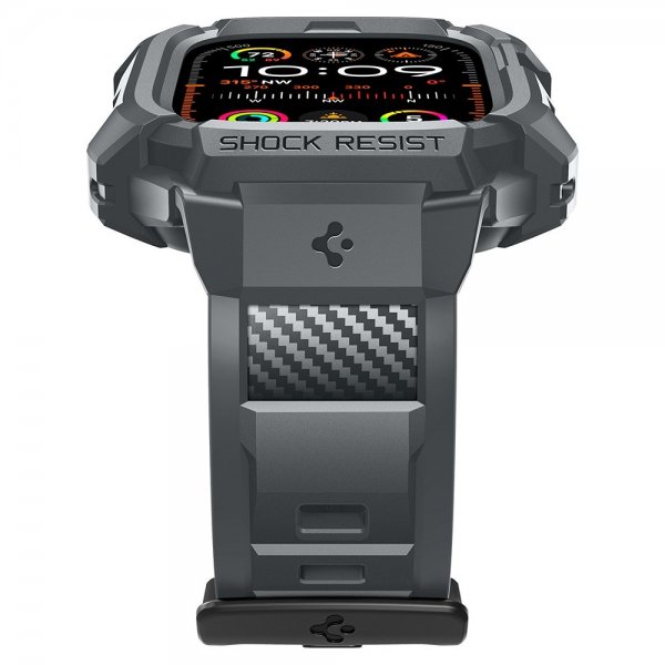 Spigen Apple Watch Ultra 49mm Armbånd og Deksel Rugged Armor Pro Dark Gray