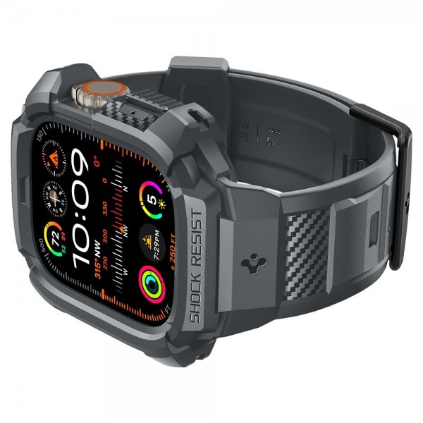 Spigen Apple Watch Ultra 49mm Armbånd og Deksel Rugged Armor Pro Dark Gray