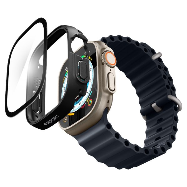 Spigen Apple Watch Ultra Deksel med Skjermbeskytter Thin Fit 360 Svart