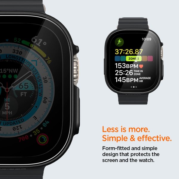 Spigen Apple Watch Ultra Deksel med Skjermbeskytter Thin Fit 360 Svart