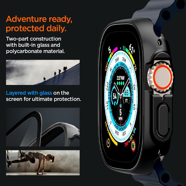 Spigen Apple Watch Ultra Deksel med Skjermbeskytter Thin Fit 360 Svart