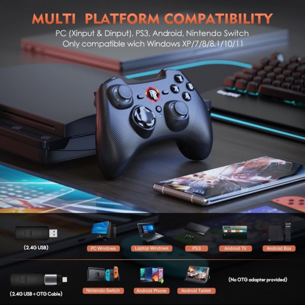 EasySMX Arion 9101 Trådløs Spillkontroller PS3/Android/PC Svart