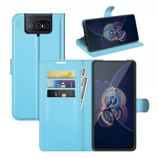 Asus Zenfone 8 Flip Etui Litchi Blå