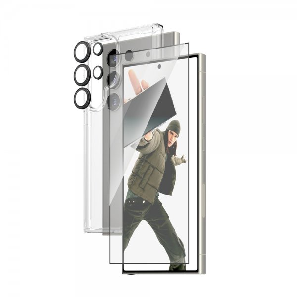 PanzerGlass Samsung Galaxy S24 Ultra Deksel Skjermbeskytter Linsebeskyttelse 3-in-1 Bundle Set
