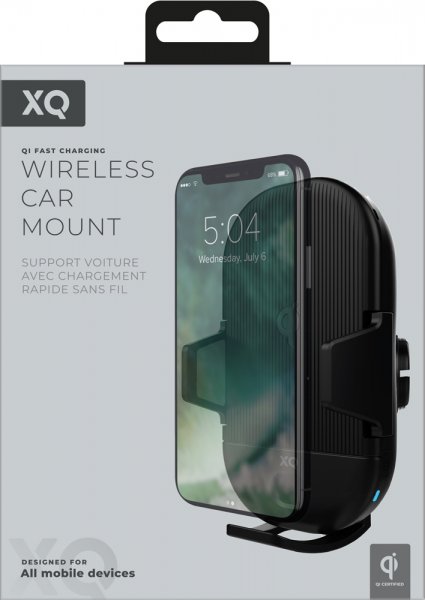 Xqisit Mobilholder til bil med Trådløs Laddning 10W Svart
