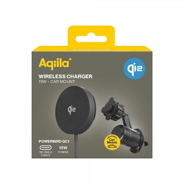 Aqiila Mobilholder til bil Chargebird QC1 Qi2 MagSafe 15W