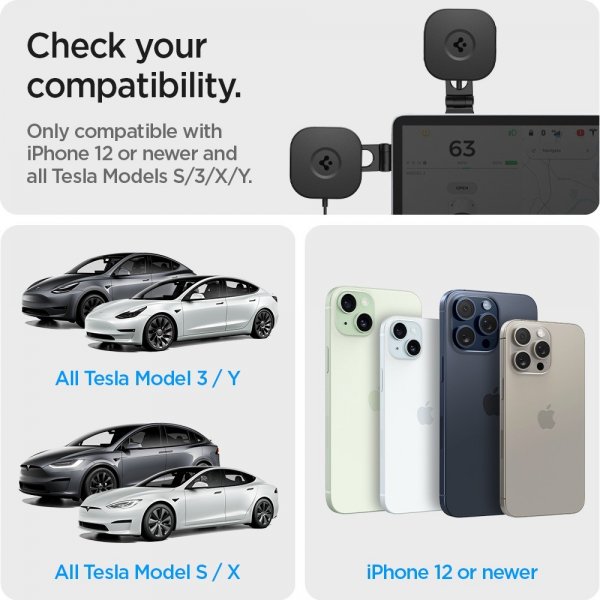 Spigen Mobilholder til bil OneTap Pro 3 Tesla Screen Mount with Charging MagFit