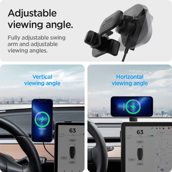 Spigen Mobilholder til bil OneTap Pro Wireless Screen Car Mount Tesla MagFit