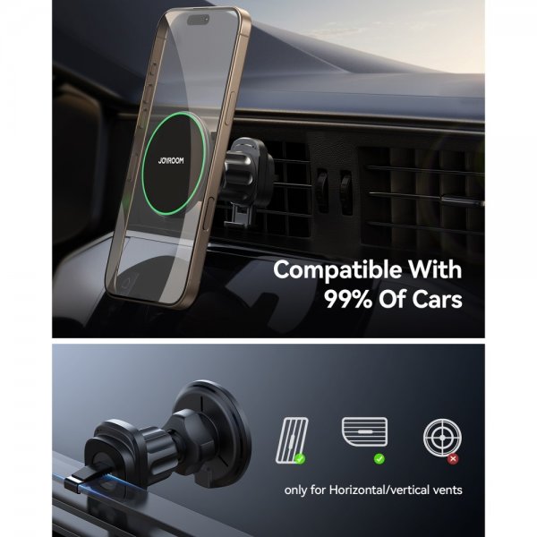 Joyroom Mobilholder til bil Qi2 15W Magnetic Wireless Car Charger Holder