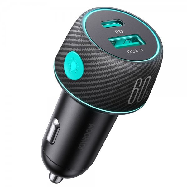 Joyroom Mobillader til bil CCN01 60W Car Charger with Light Button USB-A USB-C