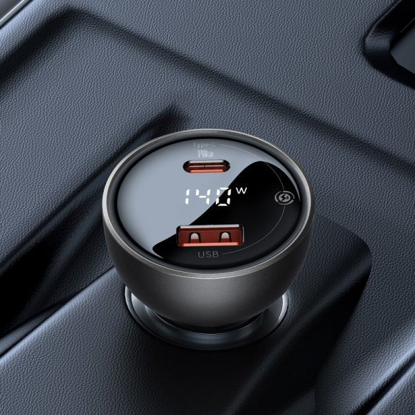Baseus Mobillader til bil Digital Display PD3.1 Dual Cast Car Charger 140W