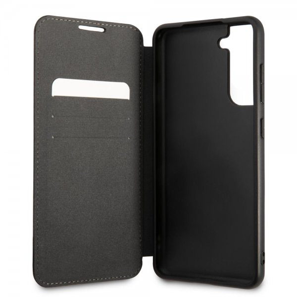 BMW Samsung Galaxy S21 FE Etui Triangle Pattern & Tricolor Stripe Svart