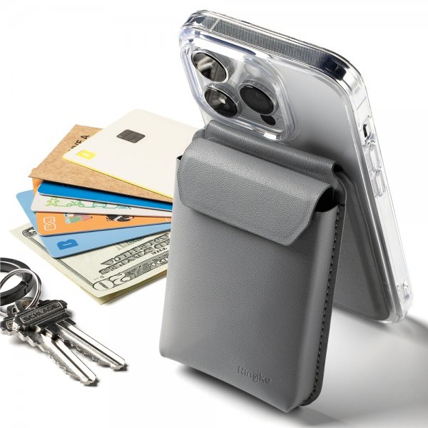Ringke Kortholder Stand Pocket Magnetic MagSafe Light Gray