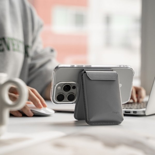 Ringke Kortholder Stand Pocket Magnetic MagSafe Light Gray