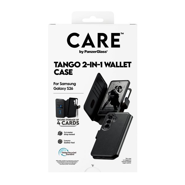 CARE by PanzerGlass Samsung Galaxy S26 Etui Tango Two-in-One Wallet MagSafe Svart