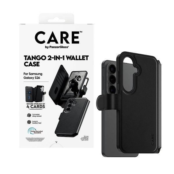 CARE by PanzerGlass Samsung Galaxy S26 Etui Tango Two-in-One Wallet MagSafe Svart