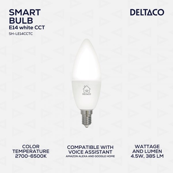 Deltaco Smart Home Dimmbar LED-pære E14 WiFi 4.5W