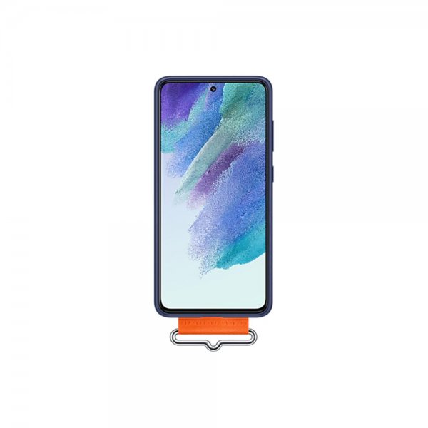Samsung Original Galaxy S21 FE Deksel Silicone Cover with Strap Navy
