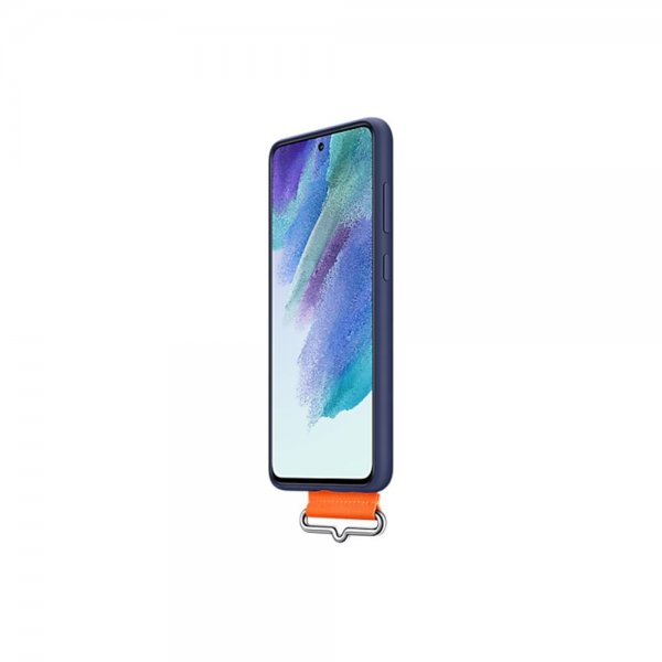 Samsung Original Galaxy S21 FE Deksel Silicone Cover with Strap Navy