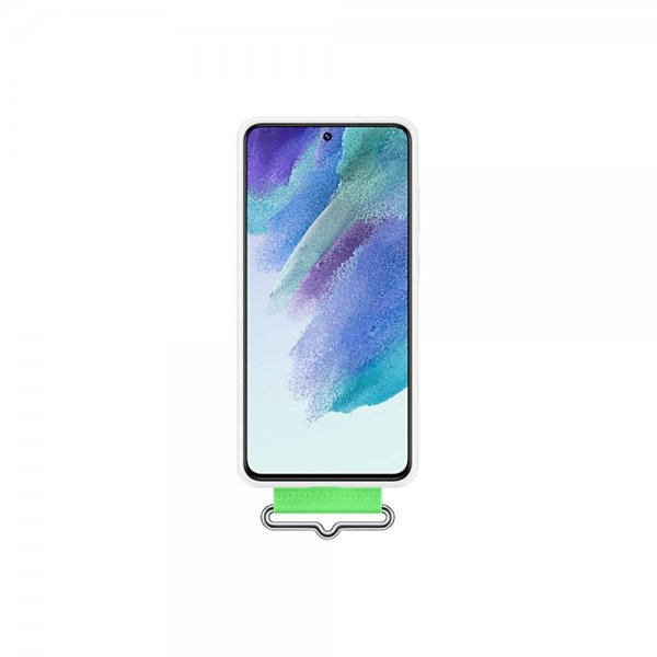 Samsung Original Galaxy S21 FE Deksel Silicone Cover with Strap Hvit