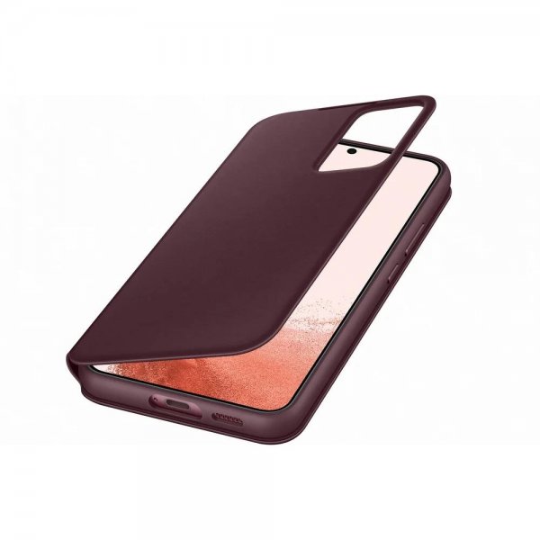 Samsung Original Galaxy S22 Plus Etui Smart Clear View Cover Burgundy