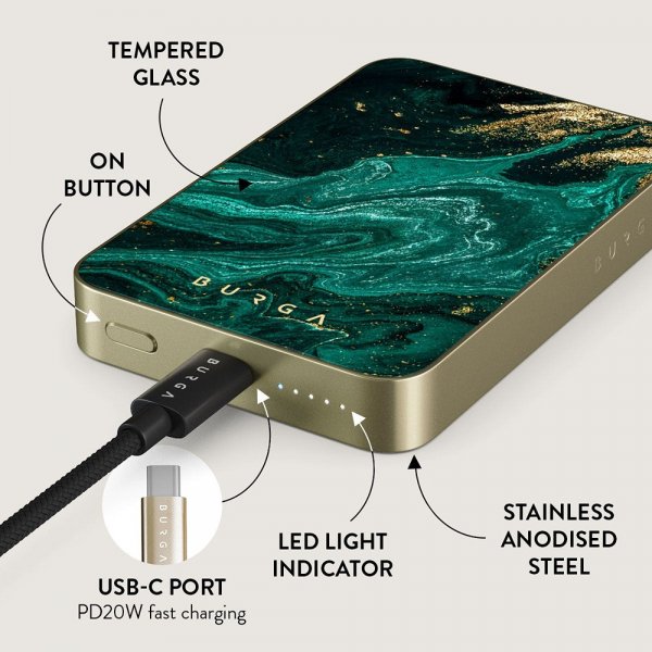 Burga Powerbank MagSafe 5000 mAh Emerald Pool Gold