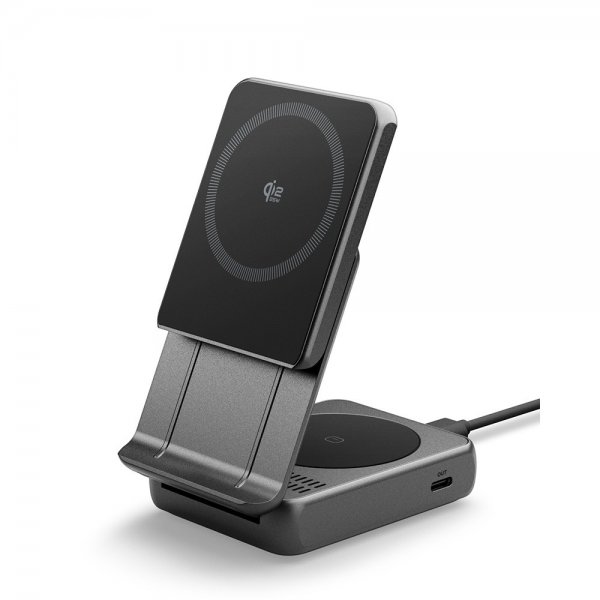 Spigen Essential 2-i-1 Sammenleggbar Trådløs Ladestasjon MagSafe Qi2 25W