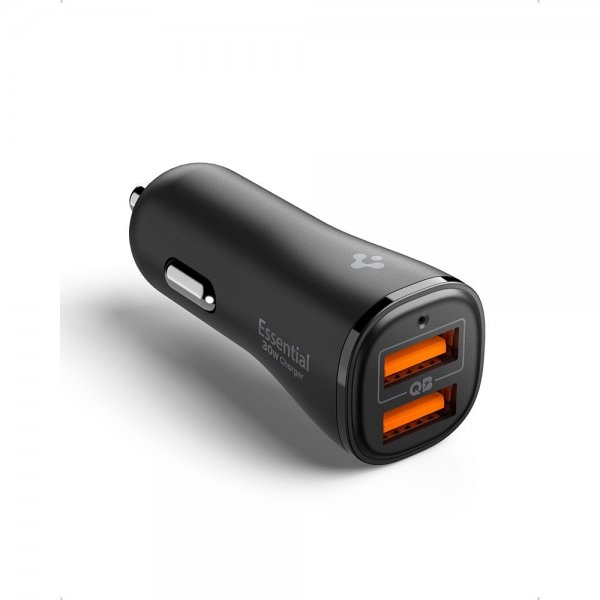 Spigen Essential Mobillader til bil 30W 2xUSB-A Svart