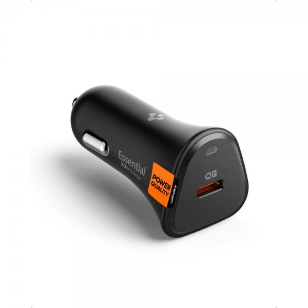 Spigen Essential Mobillader til bil 30W USB-C Svart